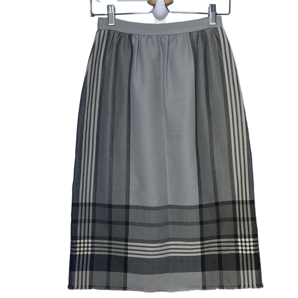 Vintage Gray Plaid Wool Skirt Women's
